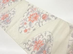 曲線に花唐草模様織出し名古屋帯